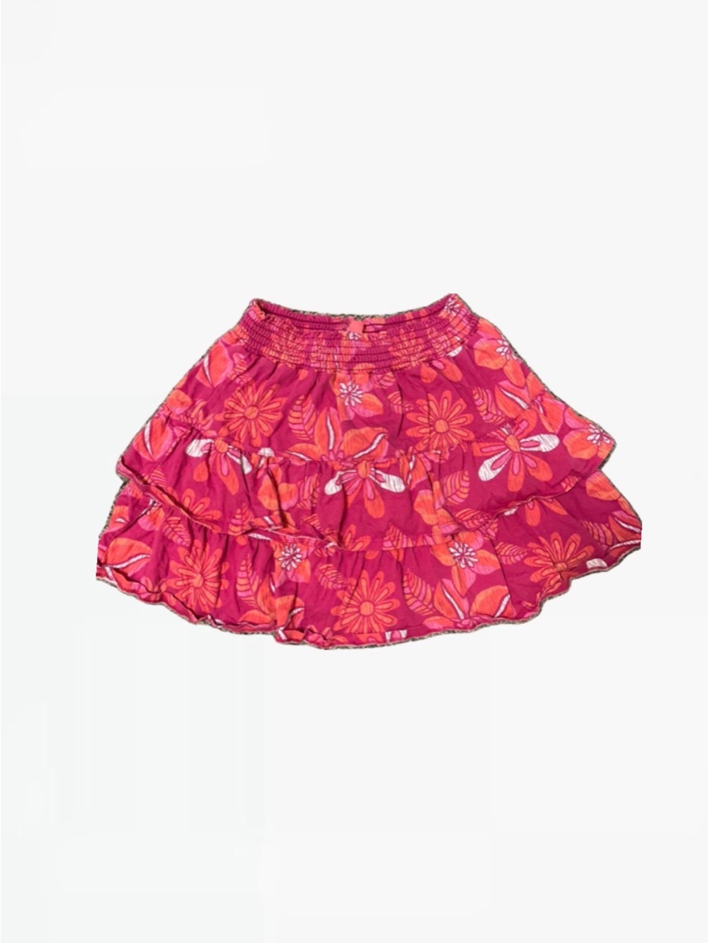 Floral Tiered Midi Skirt - Pink